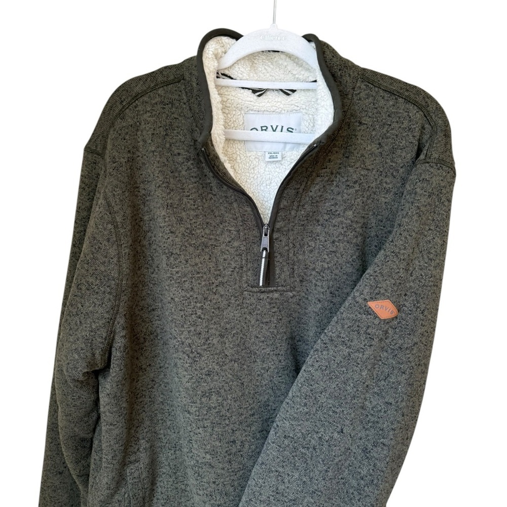 Orvis Men's Sherpa-Lined Half-Zip Sweater - Olive